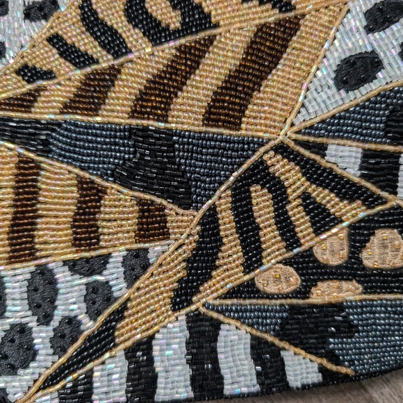 Chico's Beaded Animal Print Purse Shoulder Handbag - Picture 4 of 13